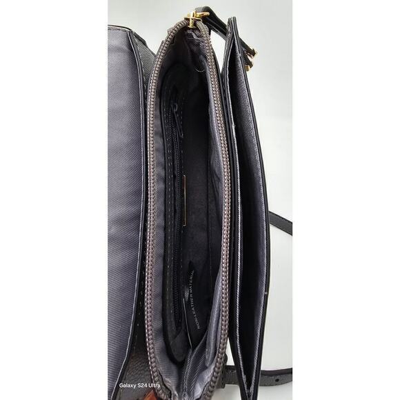 Alfani Crossbody Gray Gold Small Purse Adjustable Strap Fold Over Flap Handbag - Picture 6 of 8